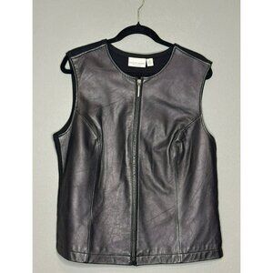VTG Jaclyn Smith Women's 16 Leather Vest Knit Backing Fully Lined Zip-Up